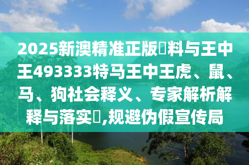 2025新澳精準(zhǔn)正版資料與王中王493333特馬王中王虎、鼠、馬、狗社會(huì)釋義、專家解析解釋與落實(shí)?,規(guī)避偽假宣傳局